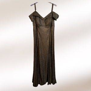 David’s Bridal Black and Silver Glitter Formal Dress